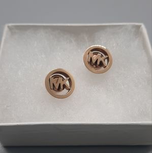 Michael Kors MK logo rose gold studs RARE